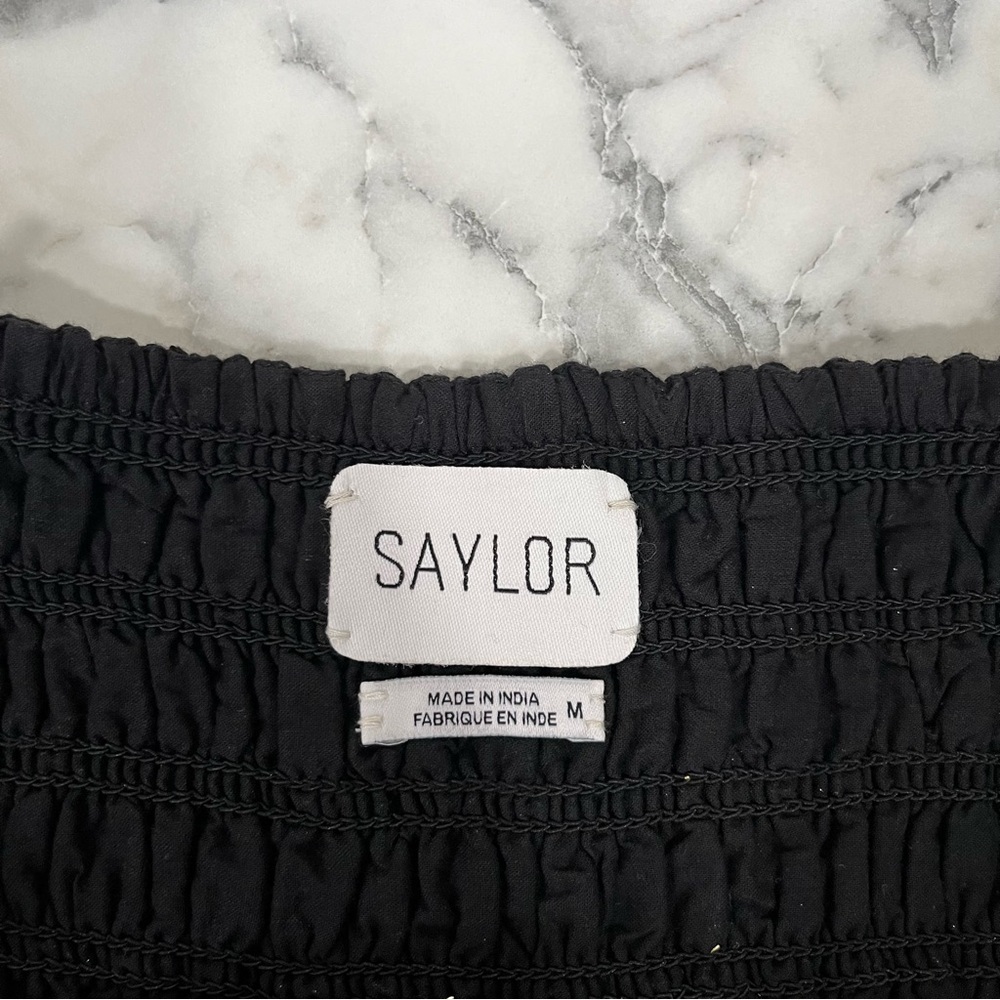Saylor Joanie Tiered Maxi Dress Fringe Tassel Ties Black Metallic Details M - Picture 12 of 15